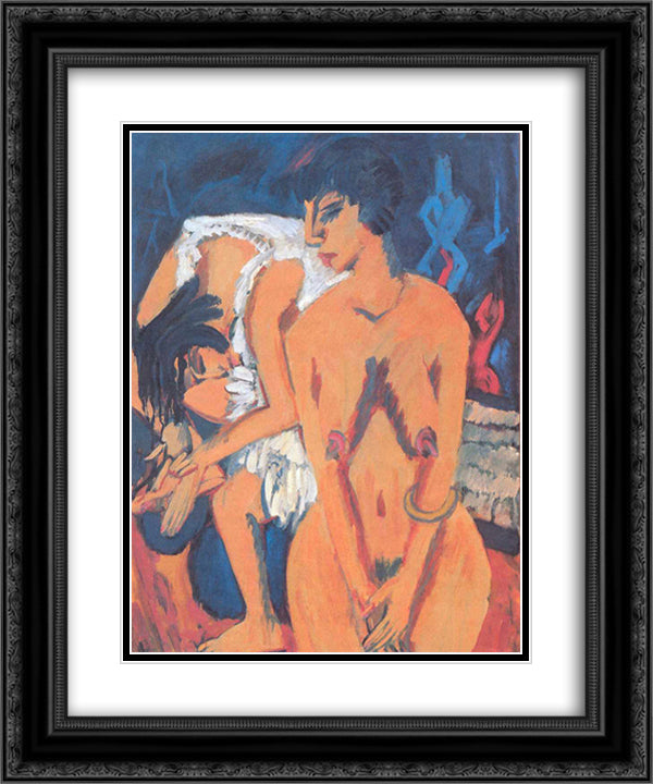 Women 20x24 Black Ornate Wood Framed Art Print Poster with Double Matting by Kirchner, Ernst Ludwig
