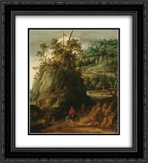 Mountainous landscape with traveller 20x22 Black Ornate Wood Framed Art Print Poster with Double Matting by Velde, Esaias van de