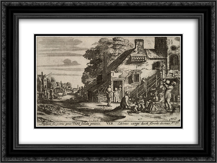 Spring 24x18 Black Ornate Wood Framed Art Print Poster with Double Matting by Velde, Esaias van de