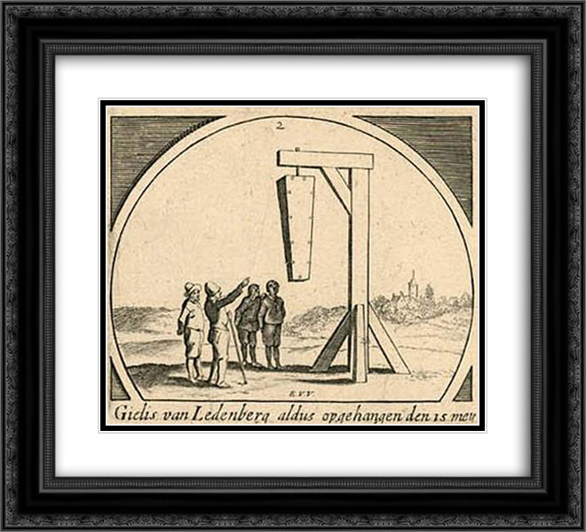 The hanging of Gilles van Ledenberg 22x20 Black Ornate Wood Framed Art Print Poster with Double Matting by Velde, Esaias van de