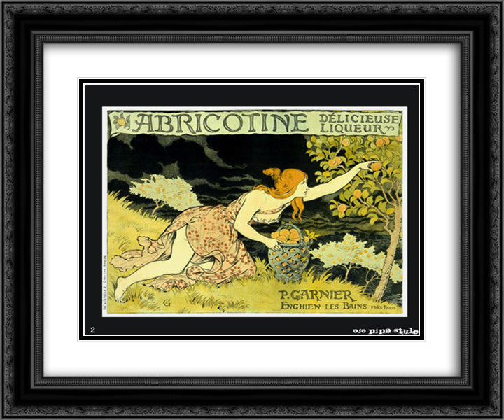 Abricotine 24x20 Black Ornate Wood Framed Art Print Poster with Double Matting by Grasset, Eugene