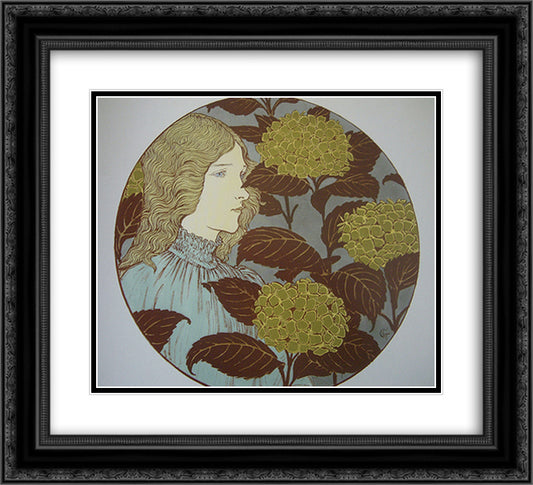 Froideur 22x20 Black Ornate Wood Framed Art Print Poster with Double Matting by Grasset, Eugene