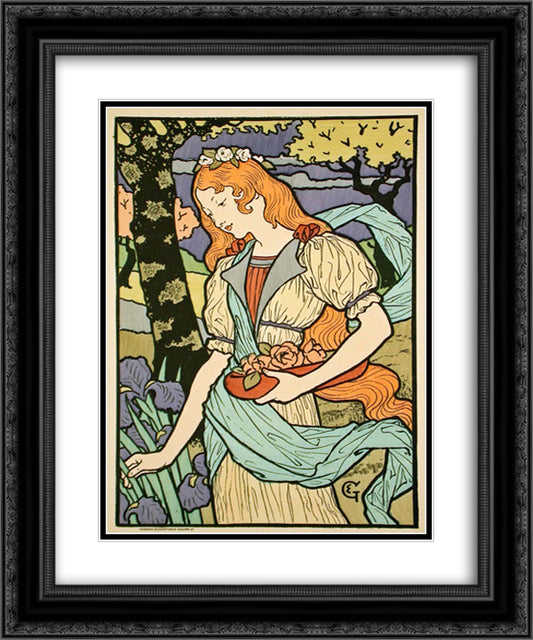 Grafton Gallery, from Les Affiche Illustrees 20x24 Black Ornate Wood Framed Art Print Poster with Double Matting by Grasset, Eugene