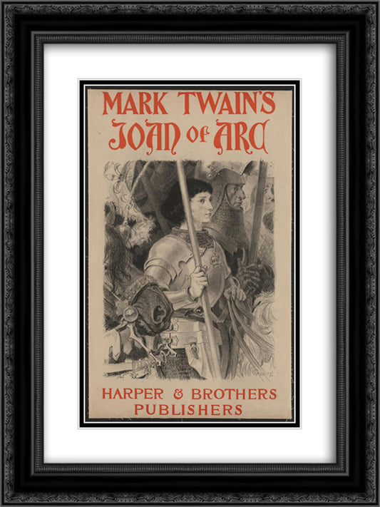 Joan of Arc 18x24 Black Ornate Wood Framed Art Print Poster with Double Matting by Grasset, Eugene