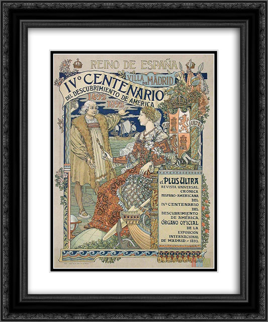 Ne Plus Ultra. Reino de Espana 20x24 Black Ornate Wood Framed Art Print Poster with Double Matting by Grasset, Eugene