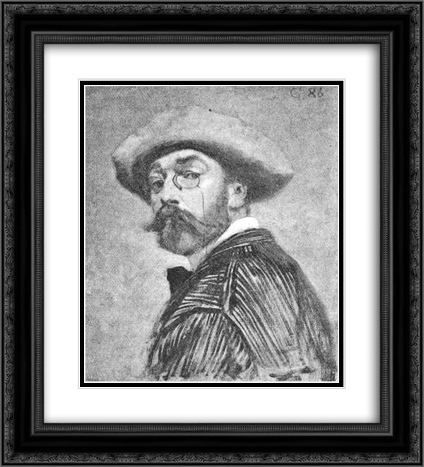 Self-portrait 20x22 Black Ornate Wood Framed Art Print Poster with Double Matting by Grasset, Eugene