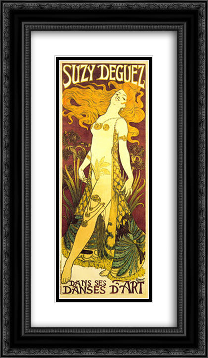 Suzy Deguez 14x24 Black Ornate Wood Framed Art Print Poster with Double Matting by Grasset, Eugene