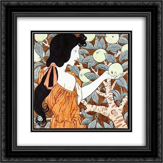 Tentation 20x20 Black Ornate Wood Framed Art Print Poster with Double Matting by Grasset, Eugene