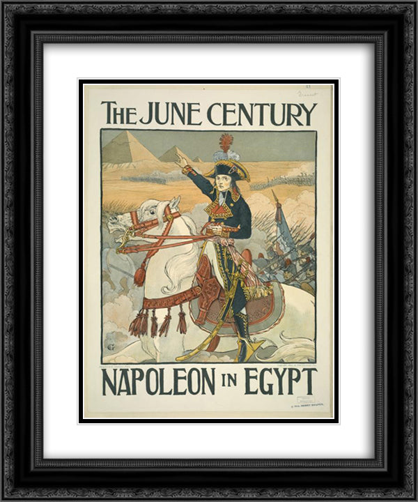 The June Century, Napoleon in Egypt 20x24 Black Ornate Wood Framed Art Print Poster with Double Matting by Grasset, Eugene