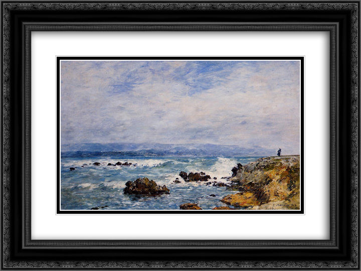 Antibes, the Point of the Islet 24x18 Black Ornate Wood Framed Art Print Poster with Double Matting by Boudin, Eugene