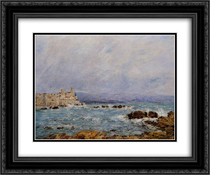 Antibes, the Rocks of the Islet 24x20 Black Ornate Wood Framed Art Print Poster with Double Matting by Boudin, Eugene