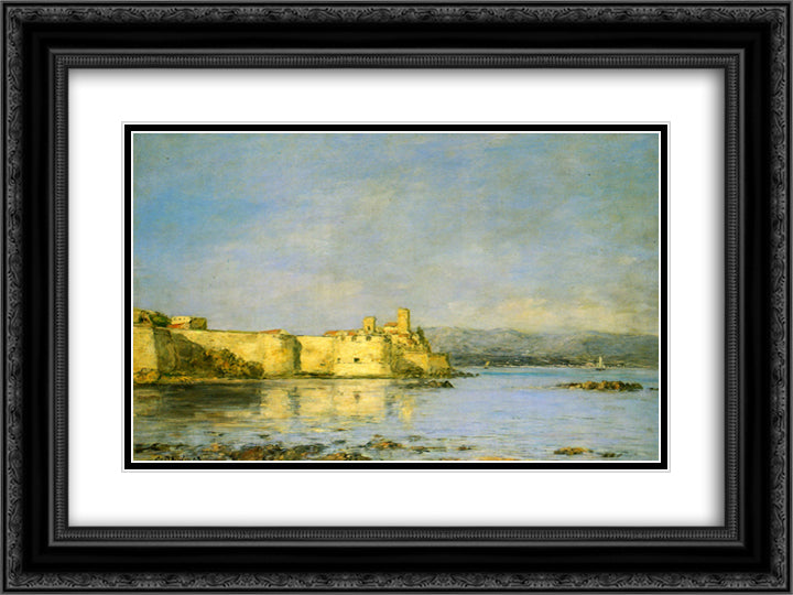 Antibes 24x18 Black Ornate Wood Framed Art Print Poster with Double Matting by Boudin, Eugene