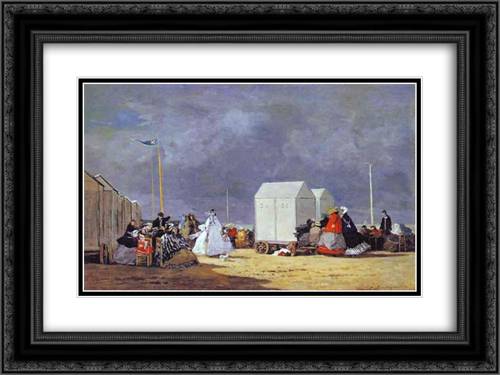 Approaching Storm 24x18 Black Ornate Wood Framed Art Print Poster with Double Matting by Boudin, Eugene