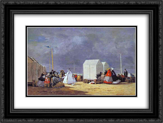 Approaching Storm 24x18 Black Ornate Wood Framed Art Print Poster with Double Matting by Boudin, Eugene