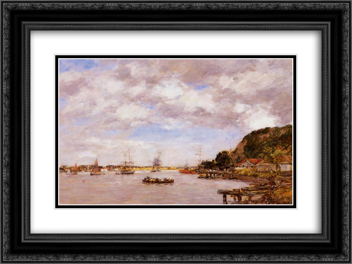 Bordeaux, a Cargonne Larmont 24x18 Black Ornate Wood Framed Art Print Poster with Double Matting by Boudin, Eugene