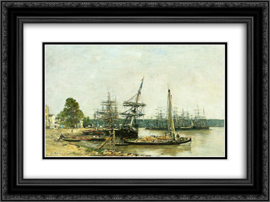 Bordeaux 24x18 Black Ornate Wood Framed Art Print Poster with Double Matting by Boudin, Eugene