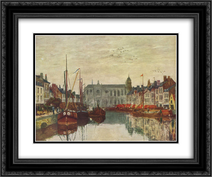 Channel in Brussels 24x20 Black Ornate Wood Framed Art Print Poster with Double Matting by Boudin, Eugene