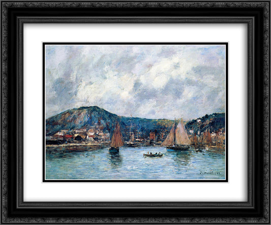 Cherbourg 24x20 Black Ornate Wood Framed Art Print Poster with Double Matting by Boudin, Eugene