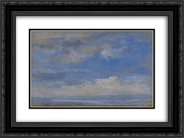 Clouds 24x18 Black Ornate Wood Framed Art Print Poster with Double Matting by Boudin, Eugene