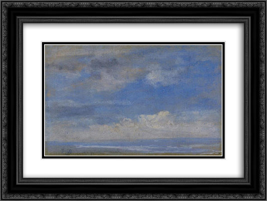 Clouds 24x18 Black Ornate Wood Framed Art Print Poster with Double Matting by Boudin, Eugene