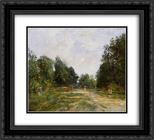 Cordier Park, Trouville 22x20 Black Ornate Wood Framed Art Print Poster with Double Matting by Boudin, Eugene