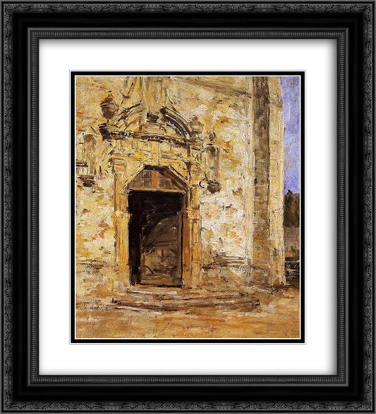 Door of the Touques Church 20x22 Black Ornate Wood Framed Art Print Poster with Double Matting by Boudin, Eugene