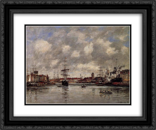 Dunkirk, the Holland Basin 24x20 Black Ornate Wood Framed Art Print Poster with Double Matting by Boudin, Eugene