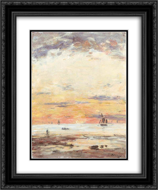 Ebb on sunset 20x24 Black Ornate Wood Framed Art Print Poster with Double Matting by Boudin, Eugene