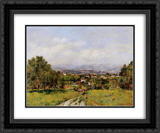 Near Antibes 24x20 Black Ornate Wood Framed Art Print Poster with Double Matting by Boudin, Eugene