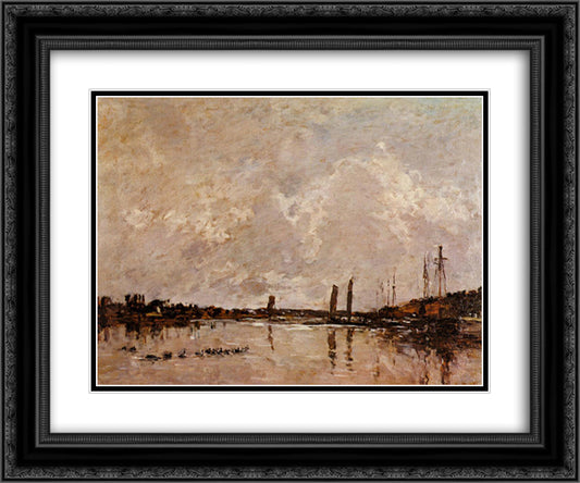 Near Faou 24x20 Black Ornate Wood Framed Art Print Poster with Double Matting by Boudin, Eugene