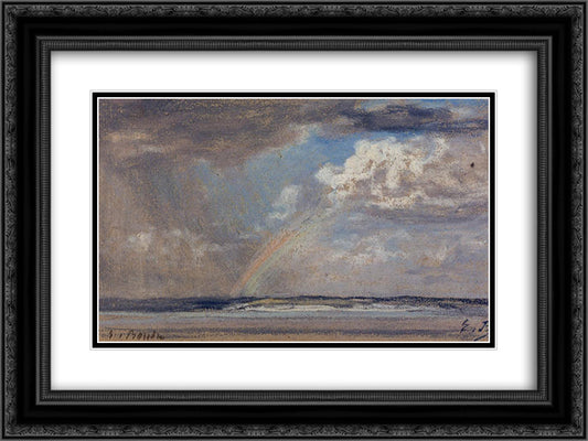Norman Beach, Arcenciel 24x18 Black Ornate Wood Framed Art Print Poster with Double Matting by Boudin, Eugene
