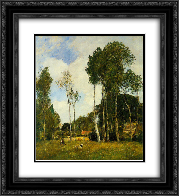 Oiseme, Landscape near Chartres 20x22 Black Ornate Wood Framed Art Print Poster with Double Matting by Boudin, Eugene