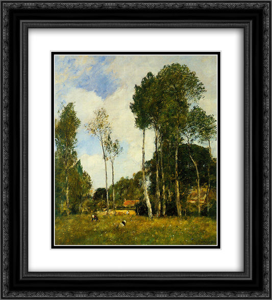 Oiseme, Landscape near Chartres 20x22 Black Ornate Wood Framed Art Print Poster with Double Matting by Boudin, Eugene