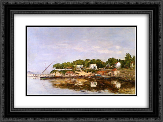 Petit Port de Saint-Jean near Villefranche 24x18 Black Ornate Wood Framed Art Print Poster with Double Matting by Boudin, Eugene