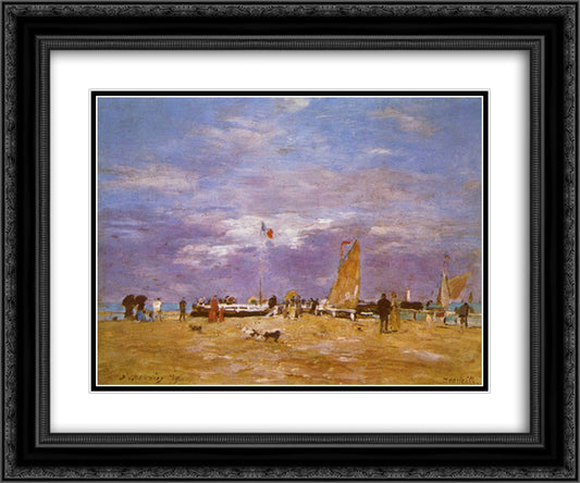 Pier Deauville 24x20 Black Ornate Wood Framed Art Print Poster with Double Matting by Boudin, Eugene