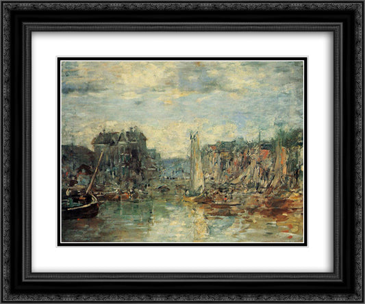 Rotterdam, the Commodities Exchange Port 24x20 Black Ornate Wood Framed Art Print Poster with Double Matting by Boudin, Eugene