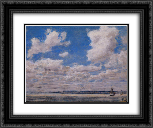 Seascape with Large Sky 24x20 Black Ornate Wood Framed Art Print Poster with Double Matting by Boudin, Eugene