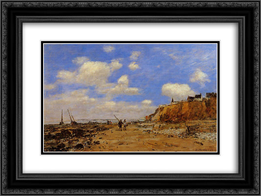 Shoreline with Rising Tide, October 24x18 Black Ornate Wood Framed Art Print Poster with Double Matting by Boudin, Eugene