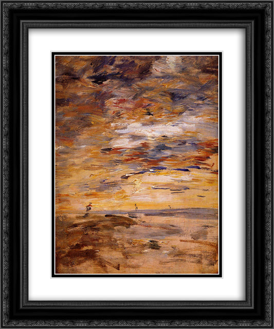 Sky at Sunset 20x24 Black Ornate Wood Framed Art Print Poster with Double Matting by Boudin, Eugene