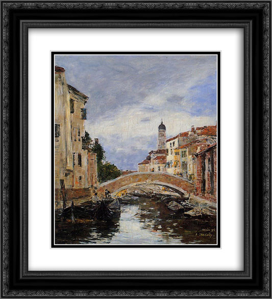 Street, Antibes 20x22 Black Ornate Wood Framed Art Print Poster with Double Matting by Boudin, Eugene