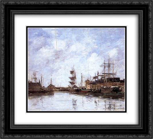 The Basin at Fecamp 22x20 Black Ornate Wood Framed Art Print Poster with Double Matting by Boudin, Eugene
