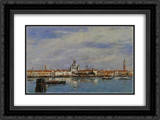 The Giudecca from The Zatteri, Venice 24x18 Black Ornate Wood Framed Art Print Poster with Double Matting by Boudin, Eugene