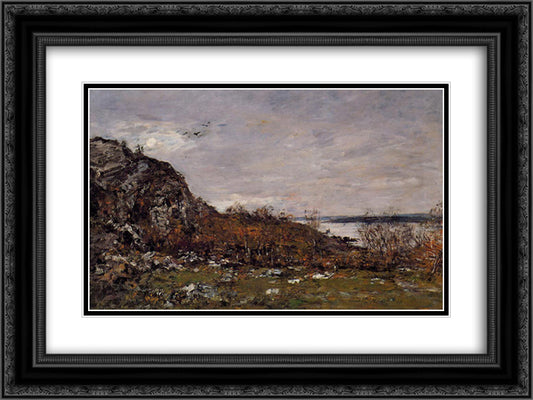The Mouth of the Elorn in the Area of Brest 24x18 Black Ornate Wood Framed Art Print Poster with Double Matting by Boudin, Eugene