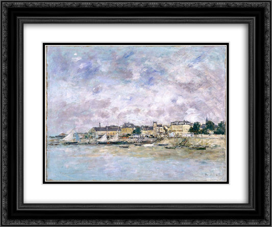 The Port, Trouville 24x20 Black Ornate Wood Framed Art Print Poster with Double Matting by Boudin, Eugene