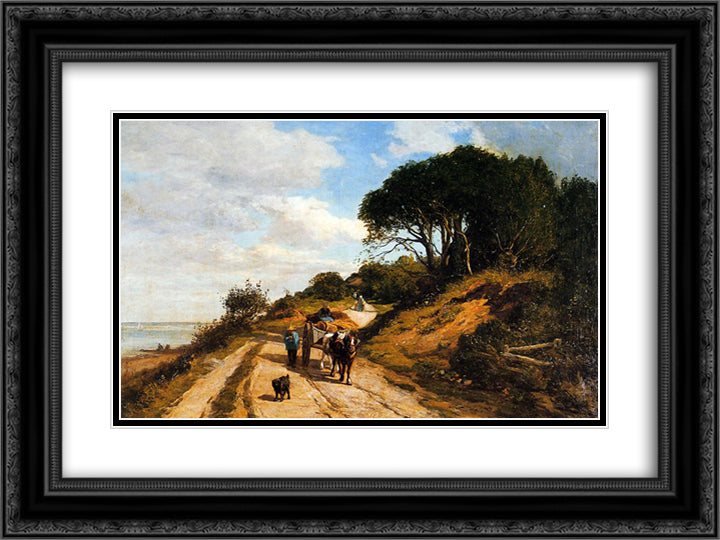 The Road from Trouville to Honfleur 24x18 Black Ornate Wood Framed Art Print Poster with Double Matting by Boudin, Eugene