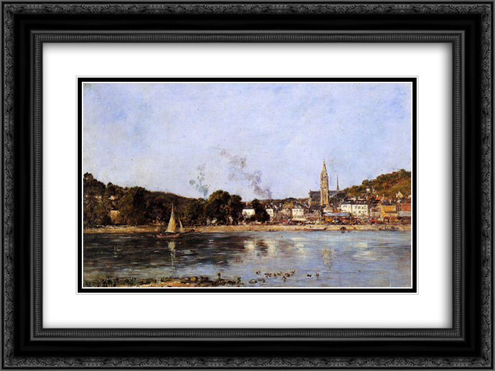 The Rocks of l'Ilette and the Fortifications 24x18 Black Ornate Wood Framed Art Print Poster with Double Matting by Boudin, Eugene