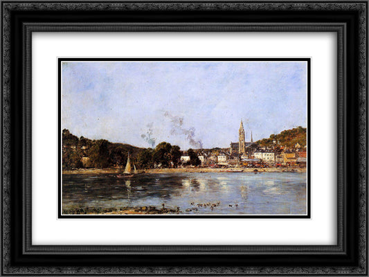 The Rocks of l'Ilette and the Fortifications 24x18 Black Ornate Wood Framed Art Print Poster with Double Matting by Boudin, Eugene