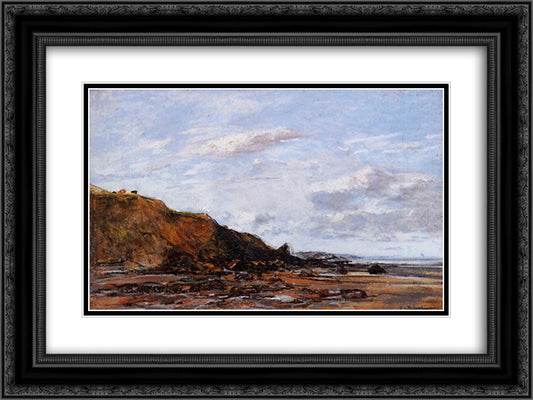 The Sea at Douarnenez 24x18 Black Ornate Wood Framed Art Print Poster with Double Matting by Boudin, Eugene