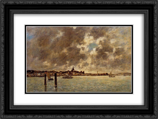The Seashore 24x18 Black Ornate Wood Framed Art Print Poster with Double Matting by Boudin, Eugene