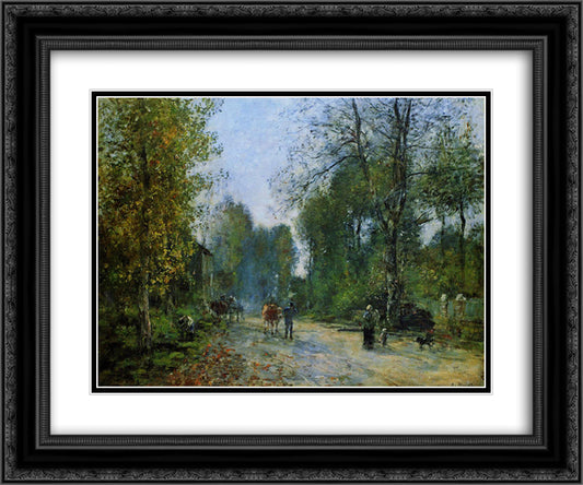 Trouville, Le Chemin de la Corderie 24x20 Black Ornate Wood Framed Art Print Poster with Double Matting by Boudin, Eugene